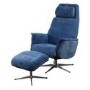 Albury Blue Fabric Swivel Chair & Footstool - Recliner Chair
