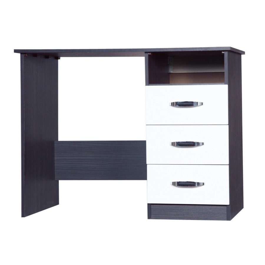One Call Furniture Piano Desk in Matt Black with White Gloss