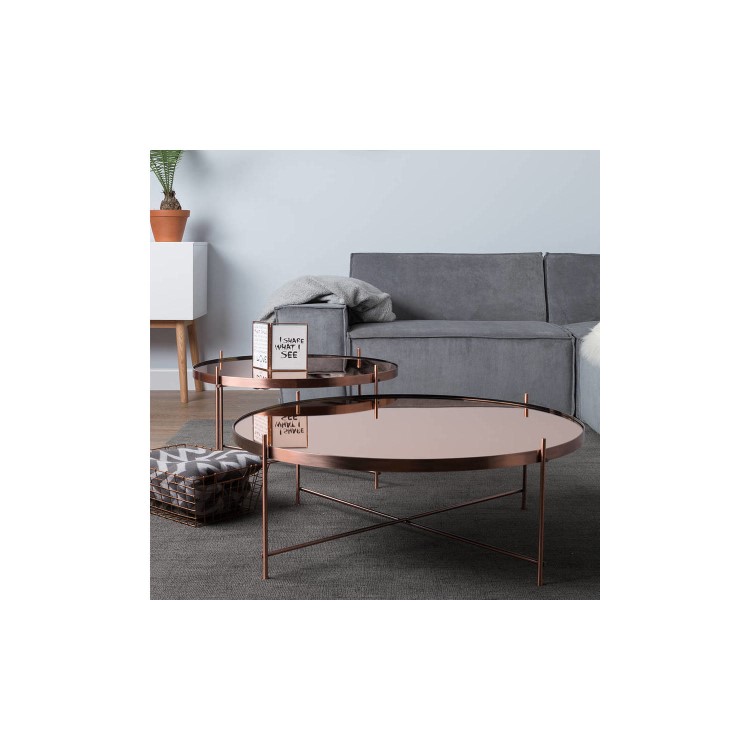 Oakland Copper Metal and Glass Coffee table