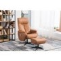 Santorini Faux Leather Tan Chair & Footstool with Swivel & Recliner