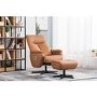Santorini Faux Leather Tan Chair & Footstool with Swivel & Recliner