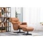 Santorini Faux Leather Tan Chair & Footstool with Swivel & Recliner