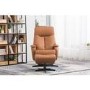 Santorini Faux Leather Tan Chair & Footstool with Swivel & Recliner