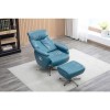 Santorini Swivel &amp; Recliner Faux Leather Chair in Blue with Footstool