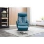 Santorini Swivel & Recliner Faux Leather Chair in Blue with Footstool
