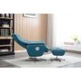 Santorini Swivel & Recliner Faux Leather Chair in Blue with Footstool