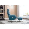 Santorini Swivel &amp; Recliner Faux Leather Chair in Blue with Footstool