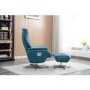 Santorini Swivel & Recliner Faux Leather Chair in Blue with Footstool