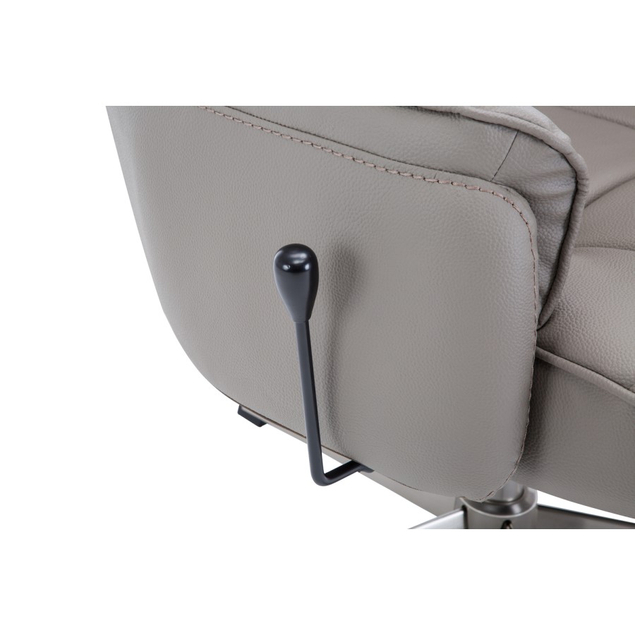 Auckland Swivel Recliner & Footstool in Grey Faux Leather