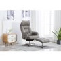 Auckland Swivel Recliner & Footstool in Grey Faux Leather