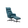 Auckland Swivel Recliner &amp; Footstool in Blue Faux Leather