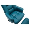 Auckland Swivel Recliner &amp; Footstool in Blue Faux Leather