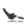 Auckland Swivel Recliner & Footstool in Black Faux Leather