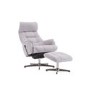 Auckland Swivel Recliner & Footstool in Light Grey Fabric