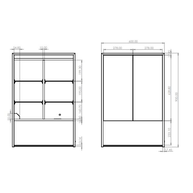 HIB Verve 60 - Double Door Mirrored Bathroom Cabinet with lights 600 x 900mm