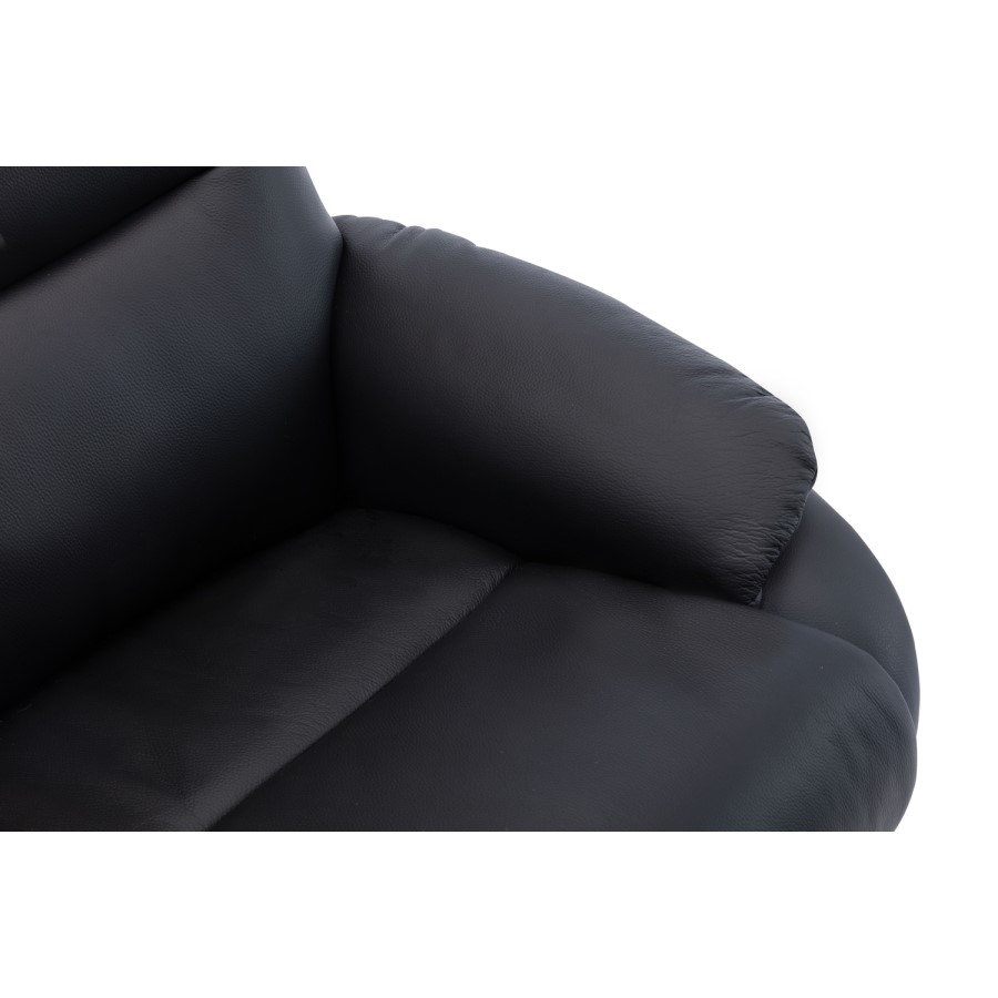 Black Leather Swivel Recliner Chair - Dominican 