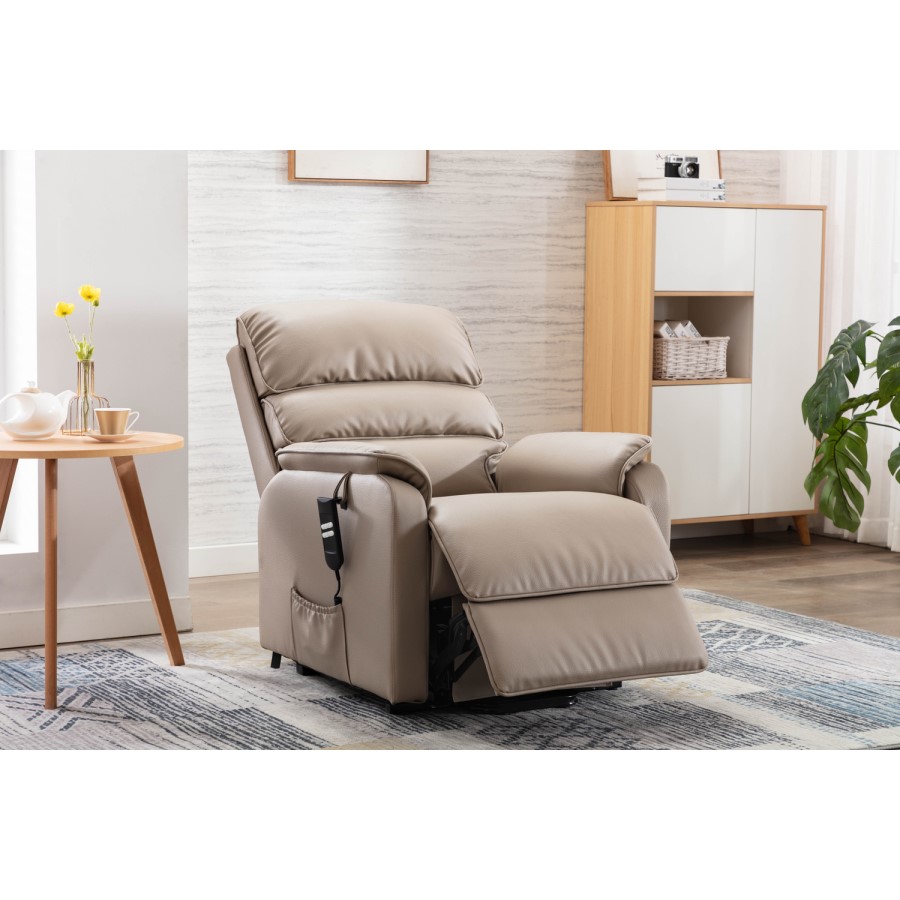 Valencia Riser Recliner in Beige Faux Leather
