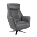 538292 Dark Grey Leather Swivel Recliner Armchair - Houston
