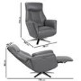 Dark Grey Leather Swivel Recliner Armchair - Houston