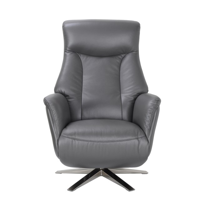 Dark Grey Leather Swivel Recliner Armchair - Houston