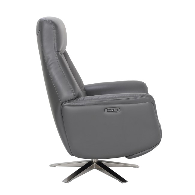 Dark Grey Leather Swivel Recliner Armchair - Houston