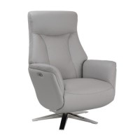 Light Grey Leather Electric Recliner Armchair - Houston