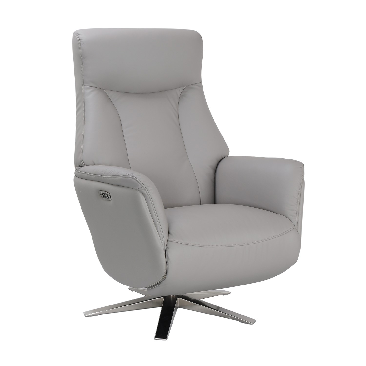 Photo of Light grey leather electric recliner armchair - houston