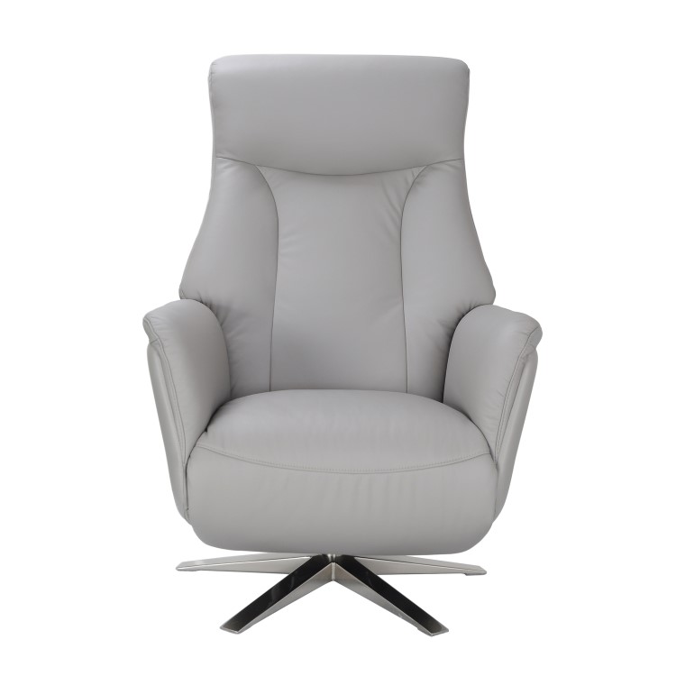 Light Grey Leather Electric Recliner Armchair - Houston