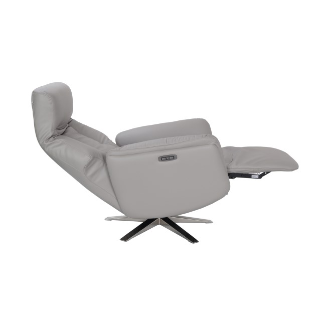 Light Grey Leather Electric Recliner Armchair - Houston