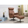 Panama Swivel Recliner with Footstool in Tan Leather