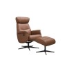 Panama Swivel Recliner with Footstool in Tan Leather