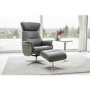 Dark Grey Leather Swivel Recliner Armchair with Footstool - Houston