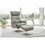 Panama Swivel Recliner with Footstool in Husky Grey Leather