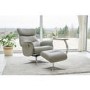 Panama Swivel Recliner with Footstool in Husky Grey Leather