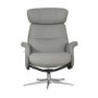 Panama Swivel Recliner with Footstool in Husky Grey Leather