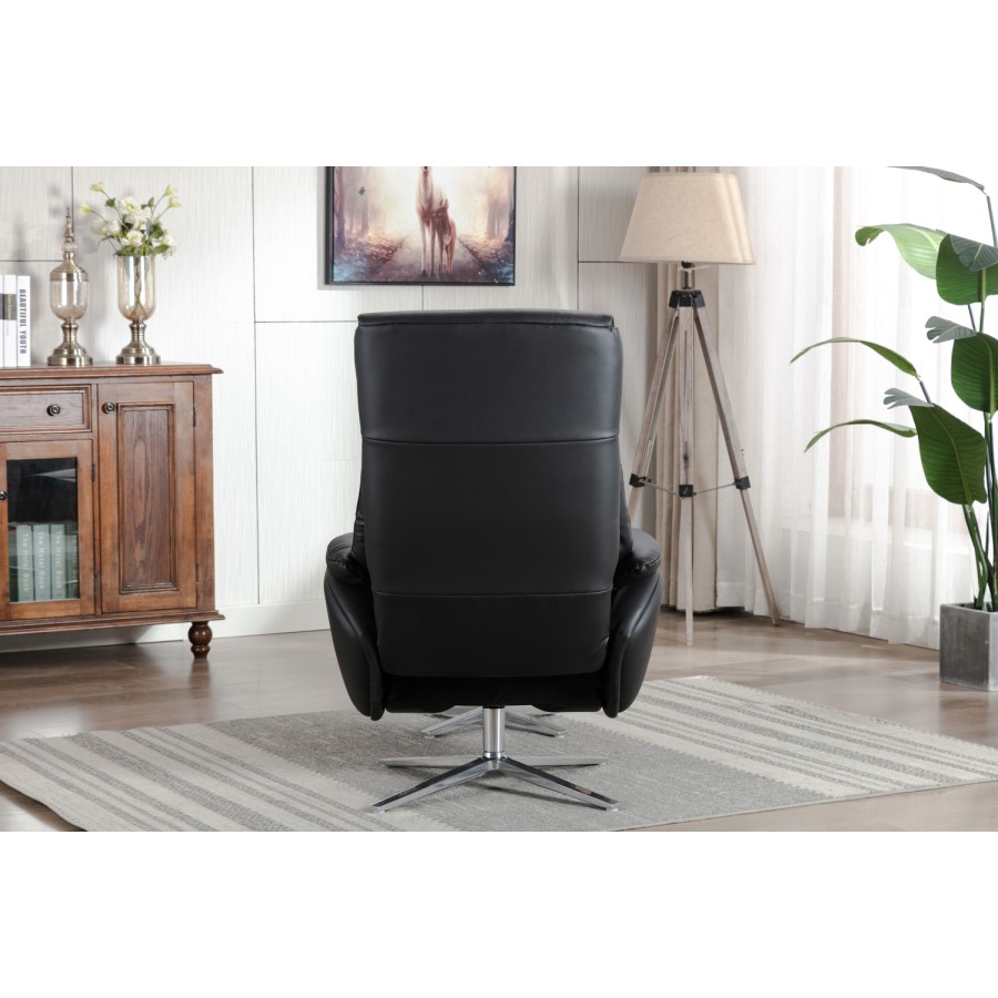 Black Leather Swivel Recliner Chair - Dominican 