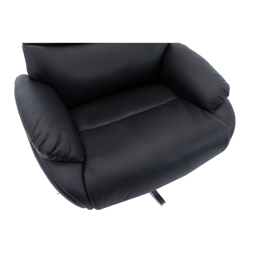 Black Leather Swivel Recliner Chair - Dominican 