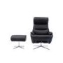 Black Leather Swivel Recliner Chair - Dominican 