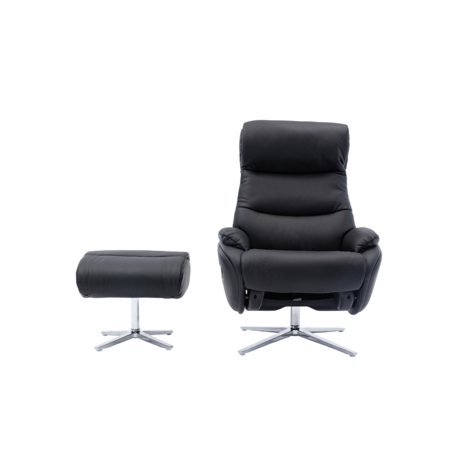 Black Leather Swivel Recliner Chair - Dominican 