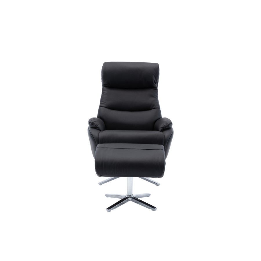 Black Leather Swivel Recliner Chair - Dominican 