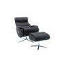 Black Leather Swivel Recliner Chair - Dominican 