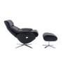 Black Leather Swivel Recliner Chair - Dominican 