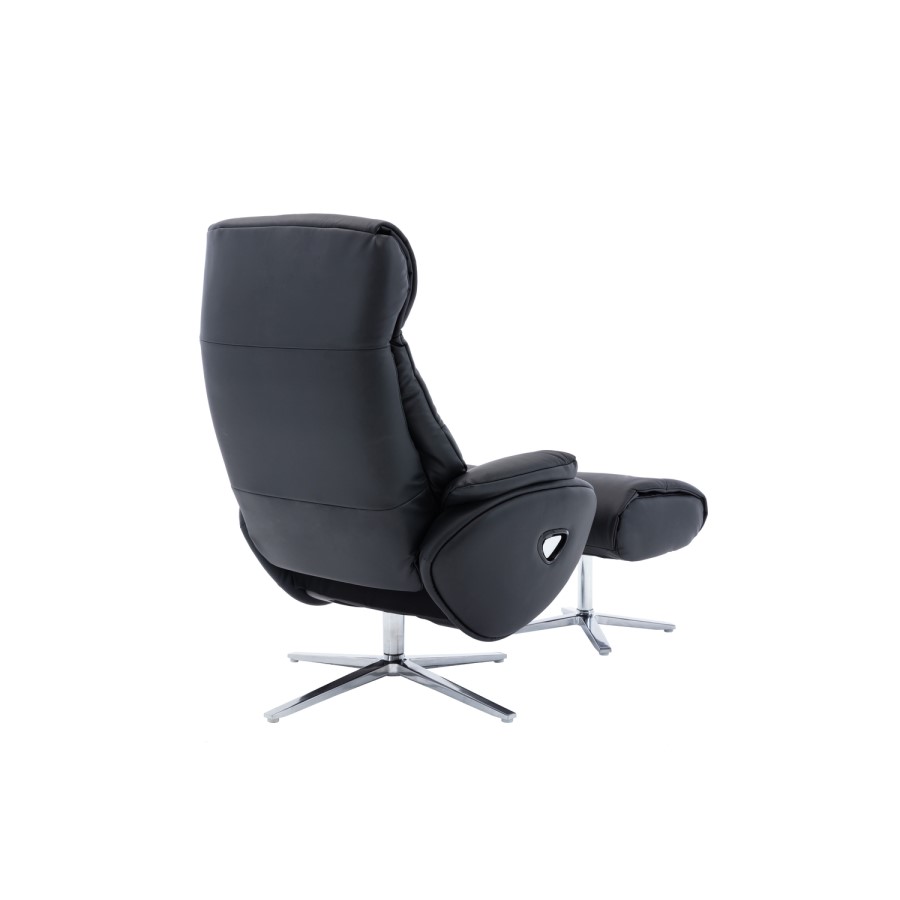 Black Leather Swivel Recliner Chair - Dominican 