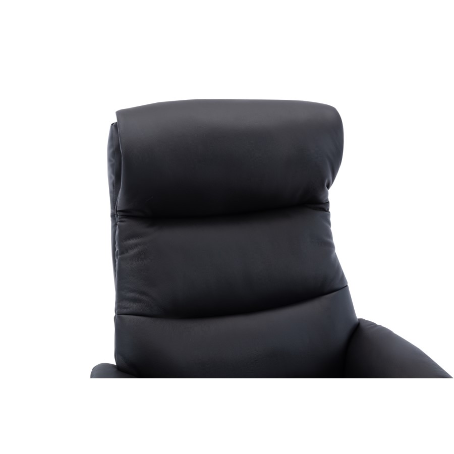 Black Leather Swivel Recliner Chair - Dominican 