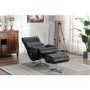Black Leather Swivel Recliner Chair - Dominican 