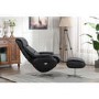 Black Leather Swivel Recliner Chair - Dominican 