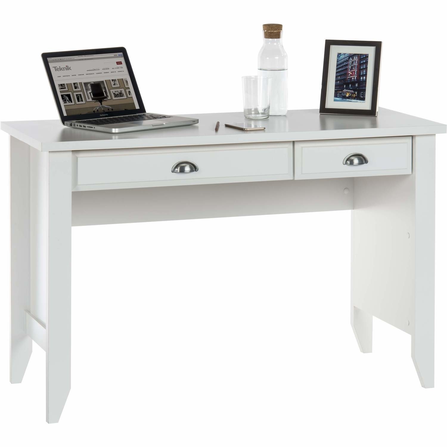 Photo of White wooden desk with drawers - teknik office