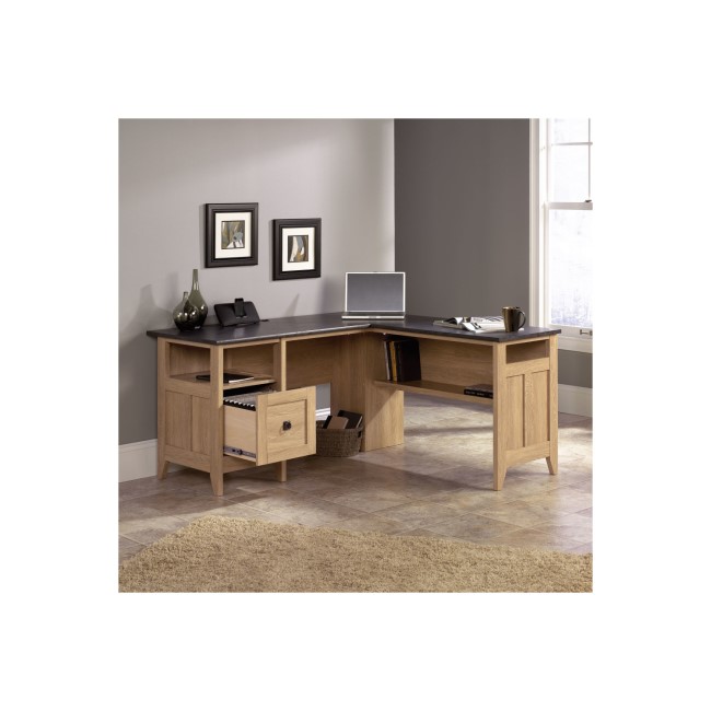 Oak Effect L Shaped Desk with Storage - Teknik Office