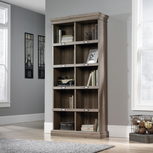 Barrister Tall Bookcase with Metal Framed label slots