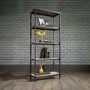 GRADE A1 - Oak Industrial Style Bookcase with 4 Shelves & Black Metal Frame